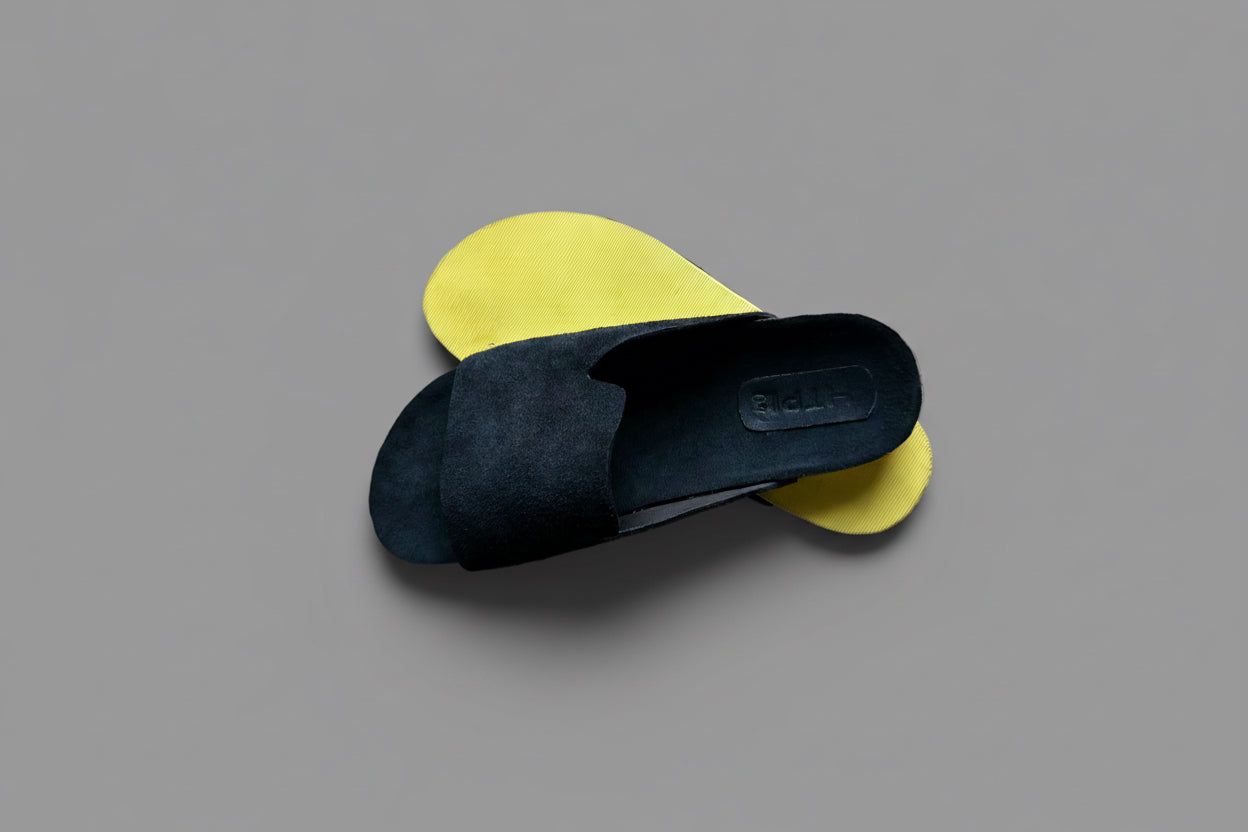 Yellow sole Cork black sandle