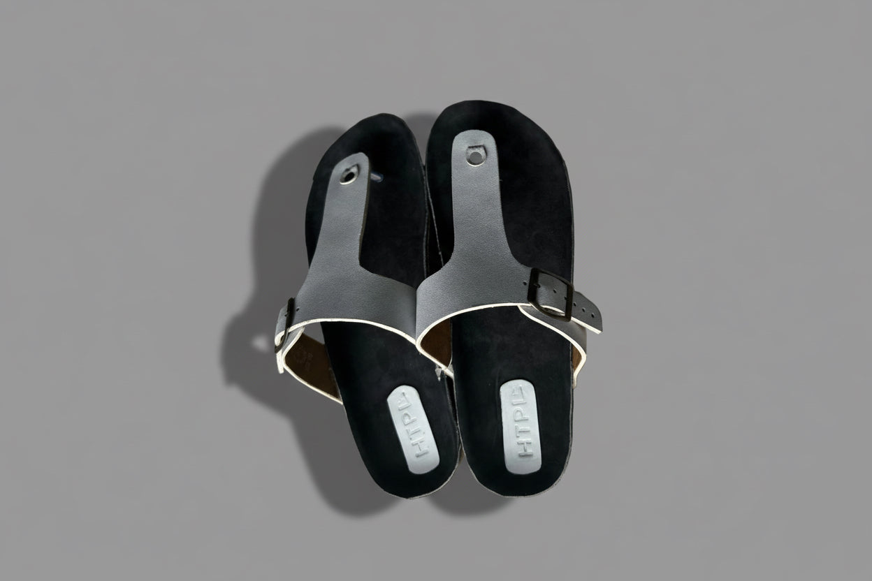 Black and white cork sandle